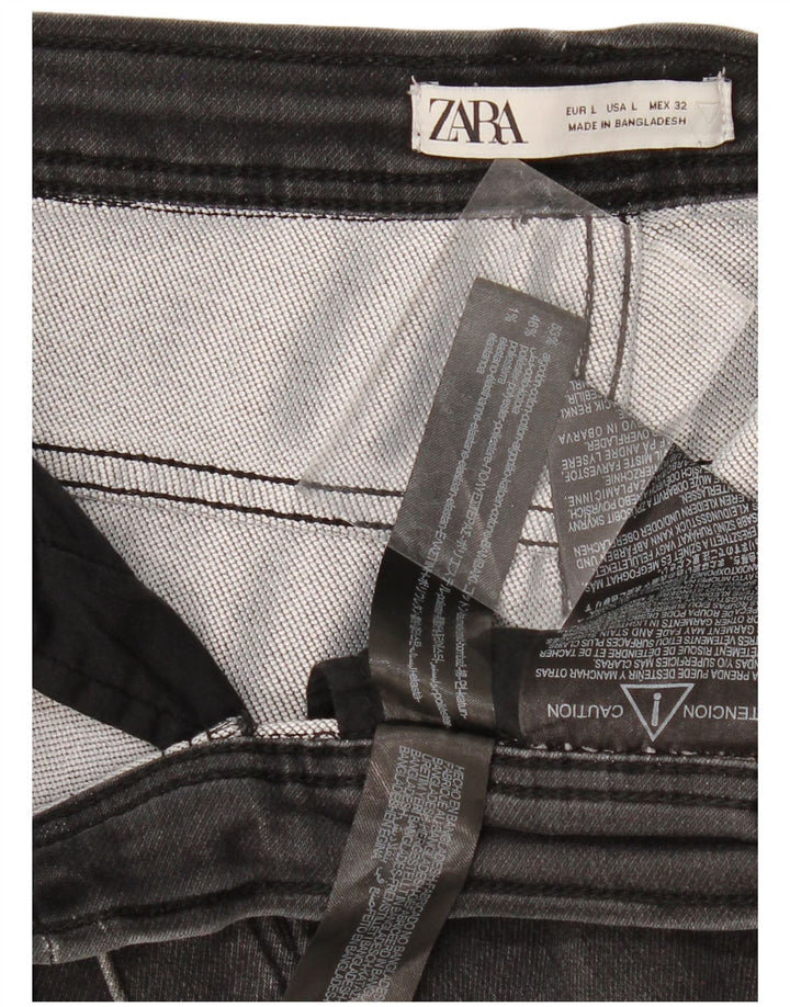 Zara Femme Short En Jean Large W32 Gris Coton