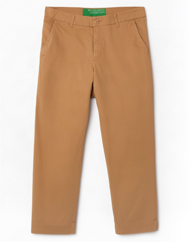 Benetton Pantalon Court Femme W30 L23 Beige