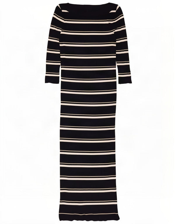 Massimo Dutti Robe pull maxi à manches 3/4 pour femme UK 8 Small Noir rayé