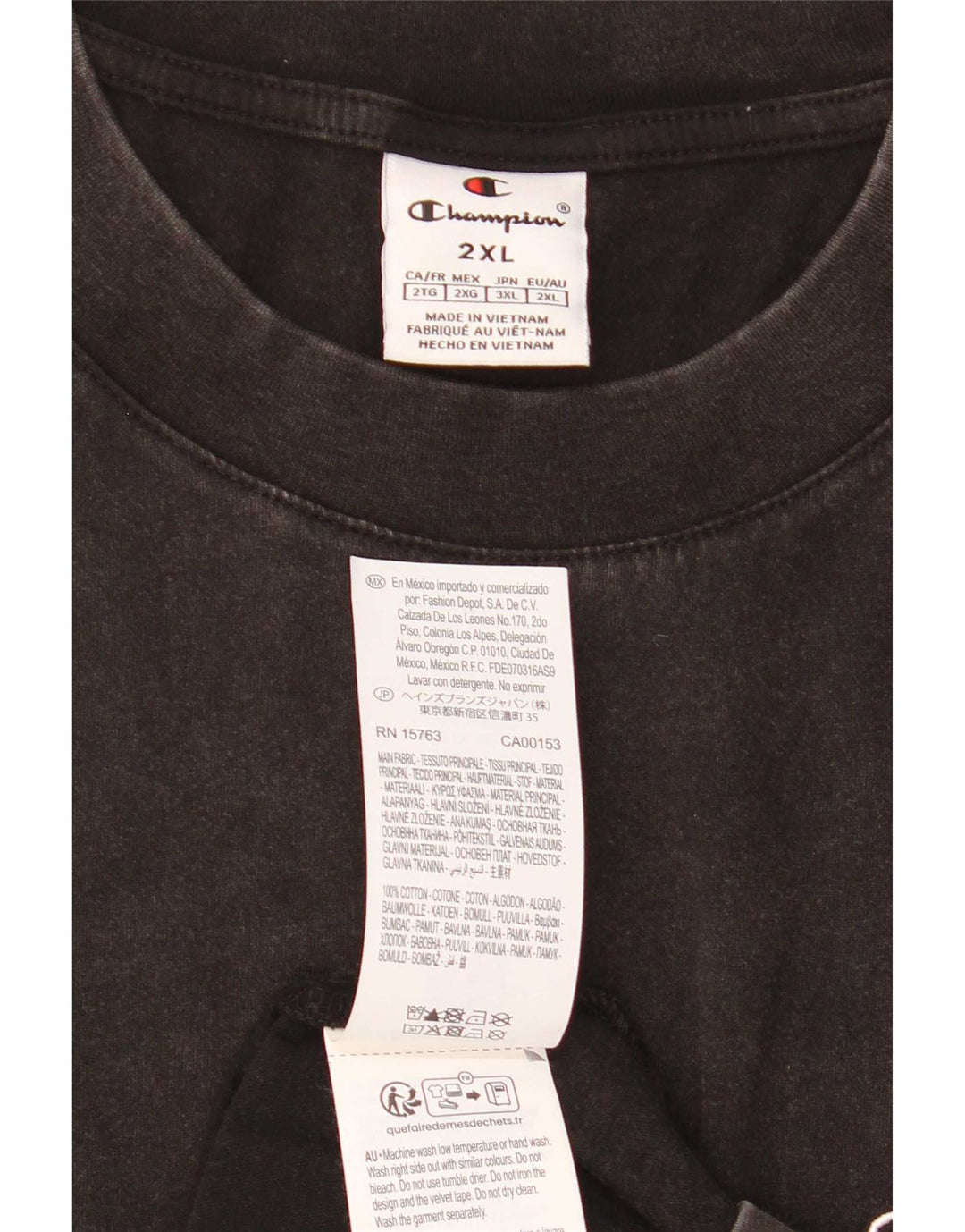 Champion T-Shirt Homme Top 2XL Coton Noir