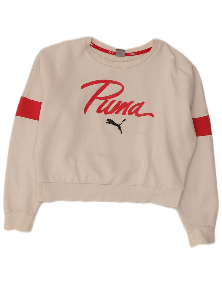 PUMA Sweat-shirt court surdimensionné pour femme UK 10 Petit Blanc Colorblock