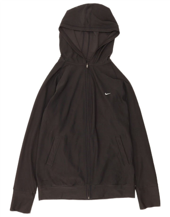 Nike Pull à capuche zippé Fit Dry pour femme UK 10/12 Polyester noir moyen