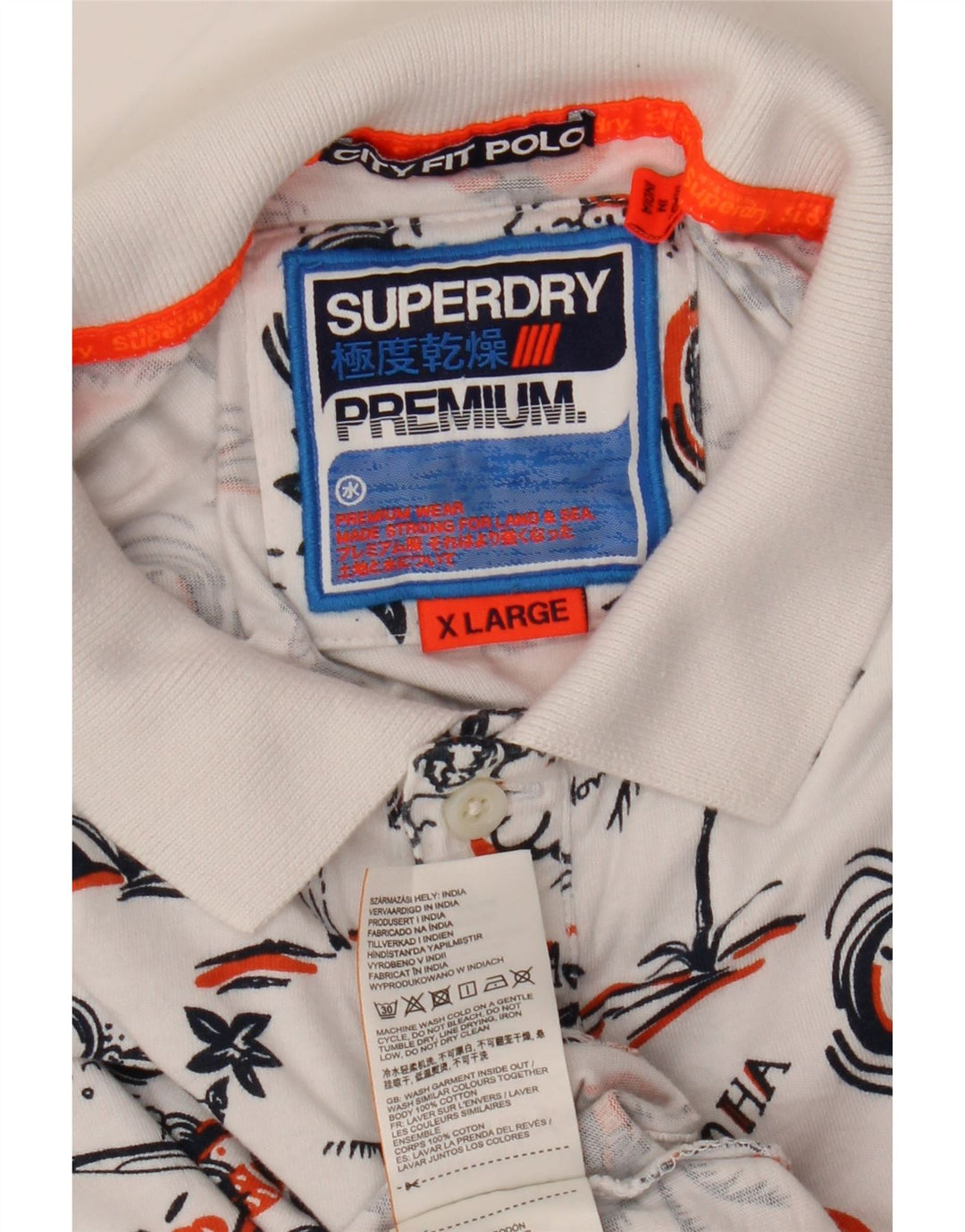 Superdry Polo Hawaïen XL Coton Blanc Homme