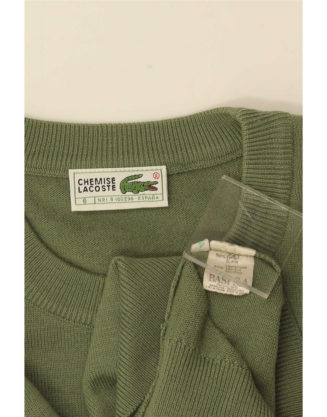 Lacoste Pull ras du cou pour homme Taille 6 XL Laine verte
