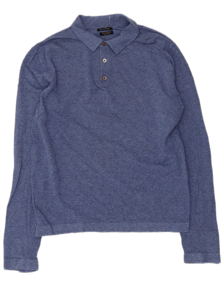 MASSIMO DUTTI Polo à Manches Longues Homme Grand Bleu Coton