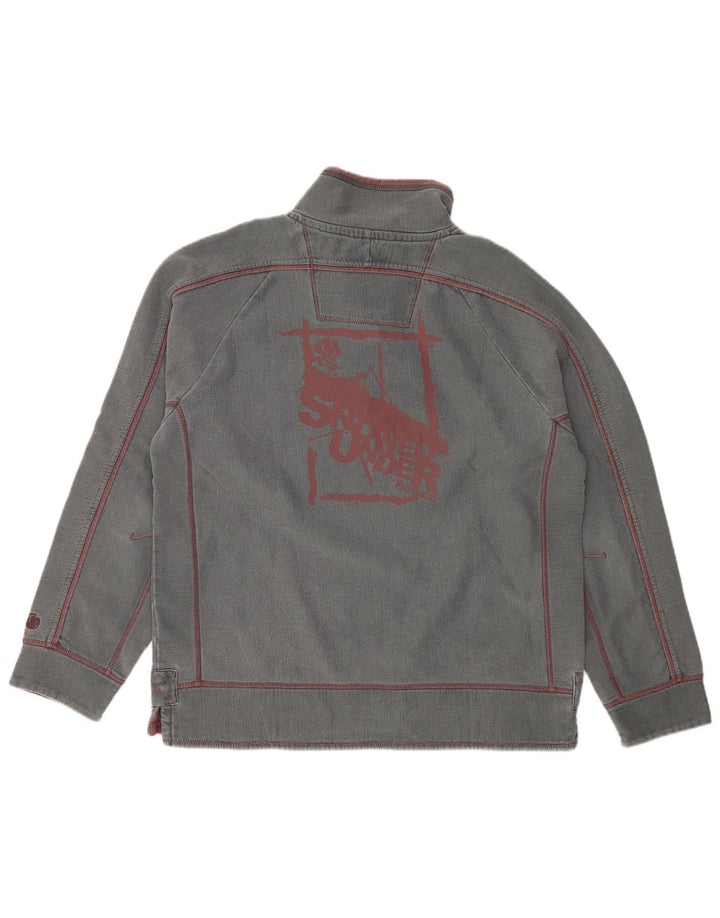 Fat Face Sweat-Shirt Graphique à Col Boutonné Homme Gris Moyen Coton