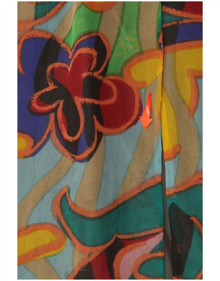 VINTAGE Robe droite à motif abstrait pour femme UK 14 Moyen Multicolore