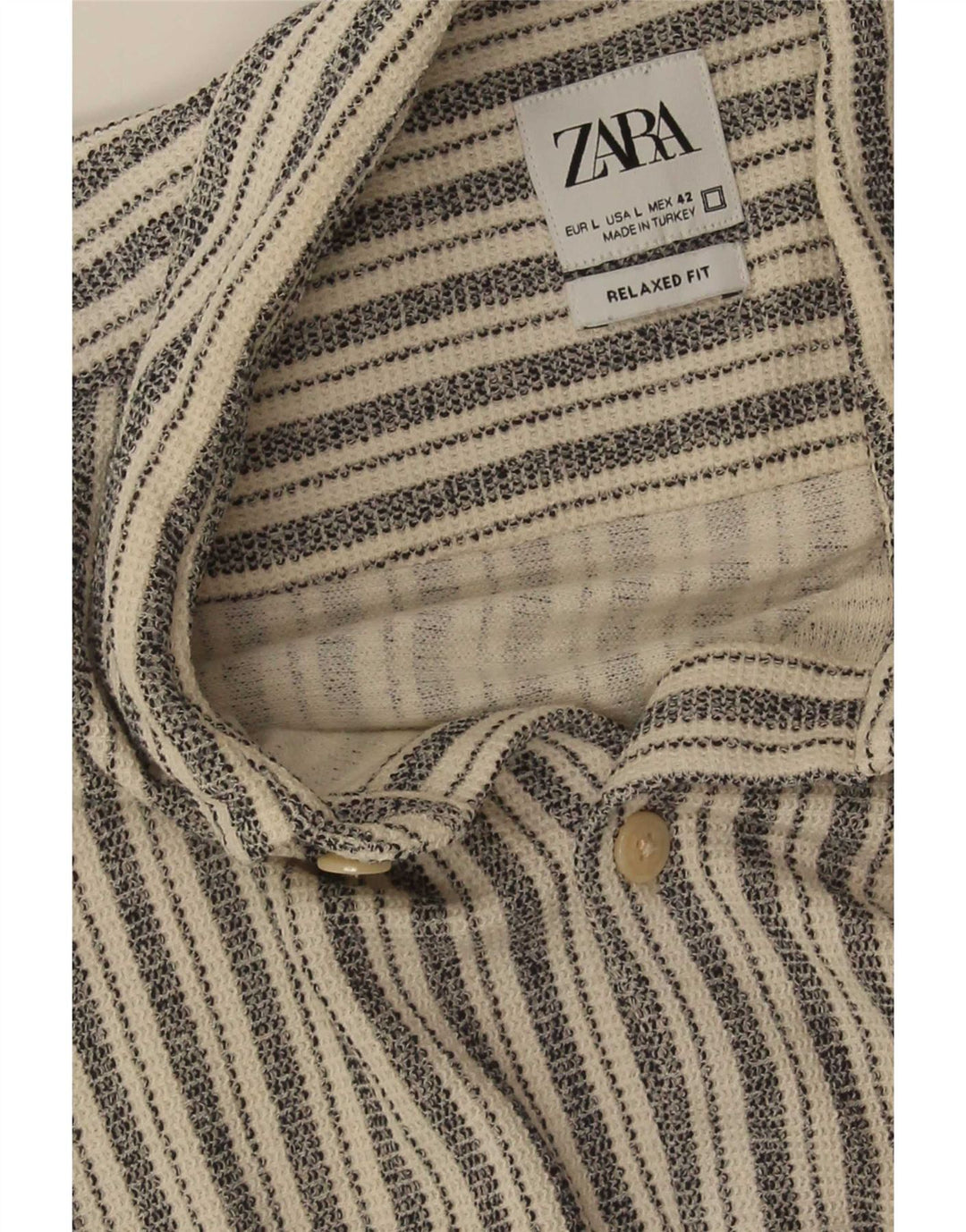Zara Chemise à manches courtes pour homme Coupe décontractée Large Rayé Gris