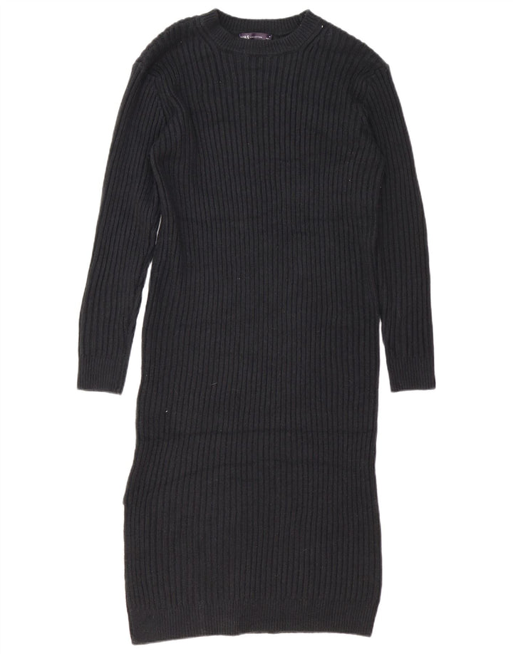 Marks & Spencer Robe pull à manches longues pour femme UK 14 Noir moyen