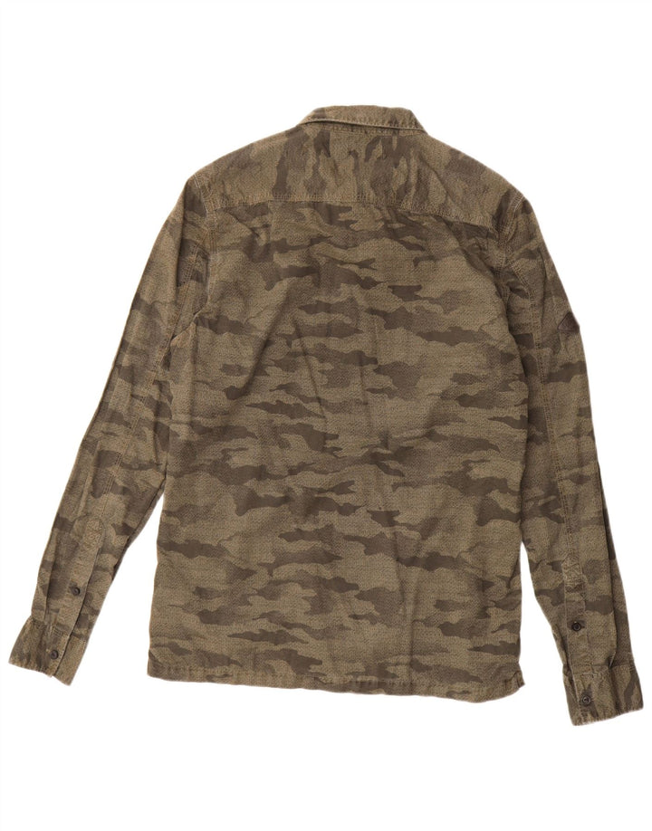 Superdry Chemise Militaire Kaki Moyen Camouflage Coton Homme
