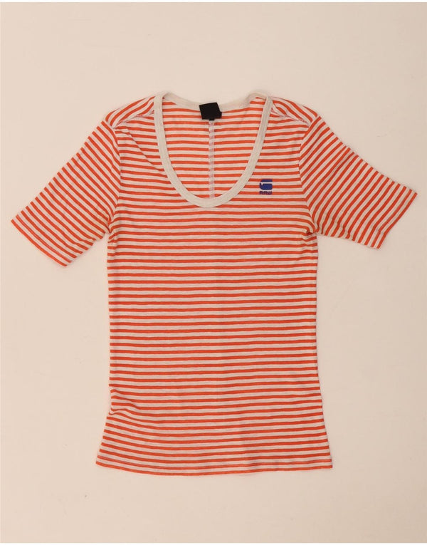 G-Star Femme T-Shirt Top UK 4 XS Rouge Rayé