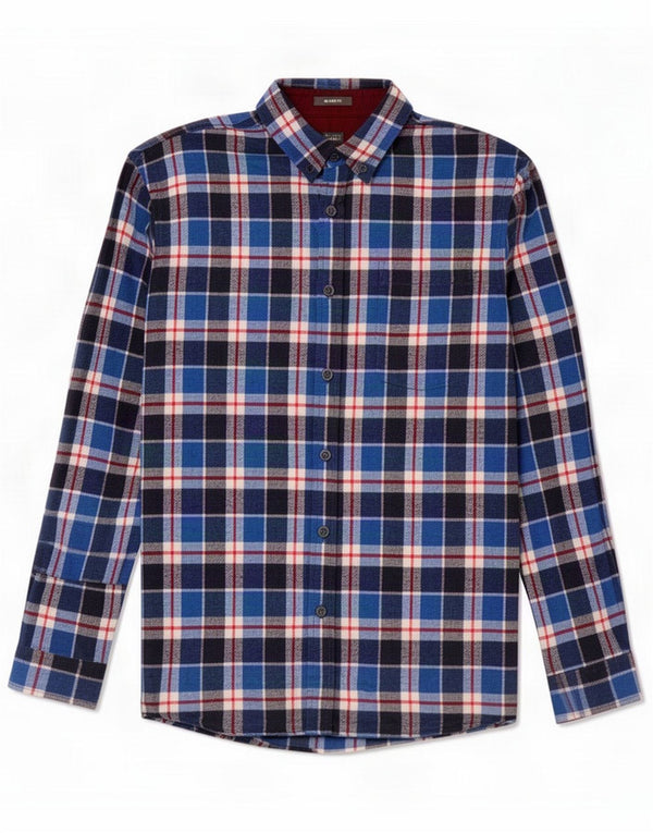 Eddie Bauer Chemise en flanelle coupe décontractée pour homme en coton à carreaux bleu moyen