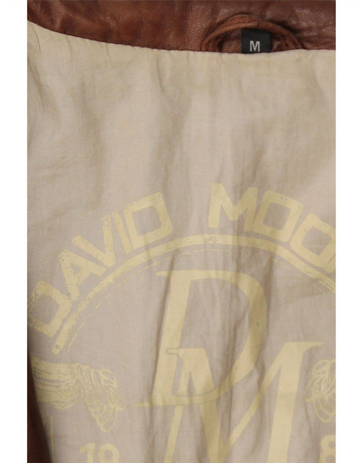 DAVID MOORE Veste en cuir bomber pour homme UK 38 Cuir marron moyen