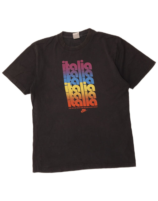 Nike Hommes Italia Graphic T-Shirt Top UK 36/38 Petit Noir Coton