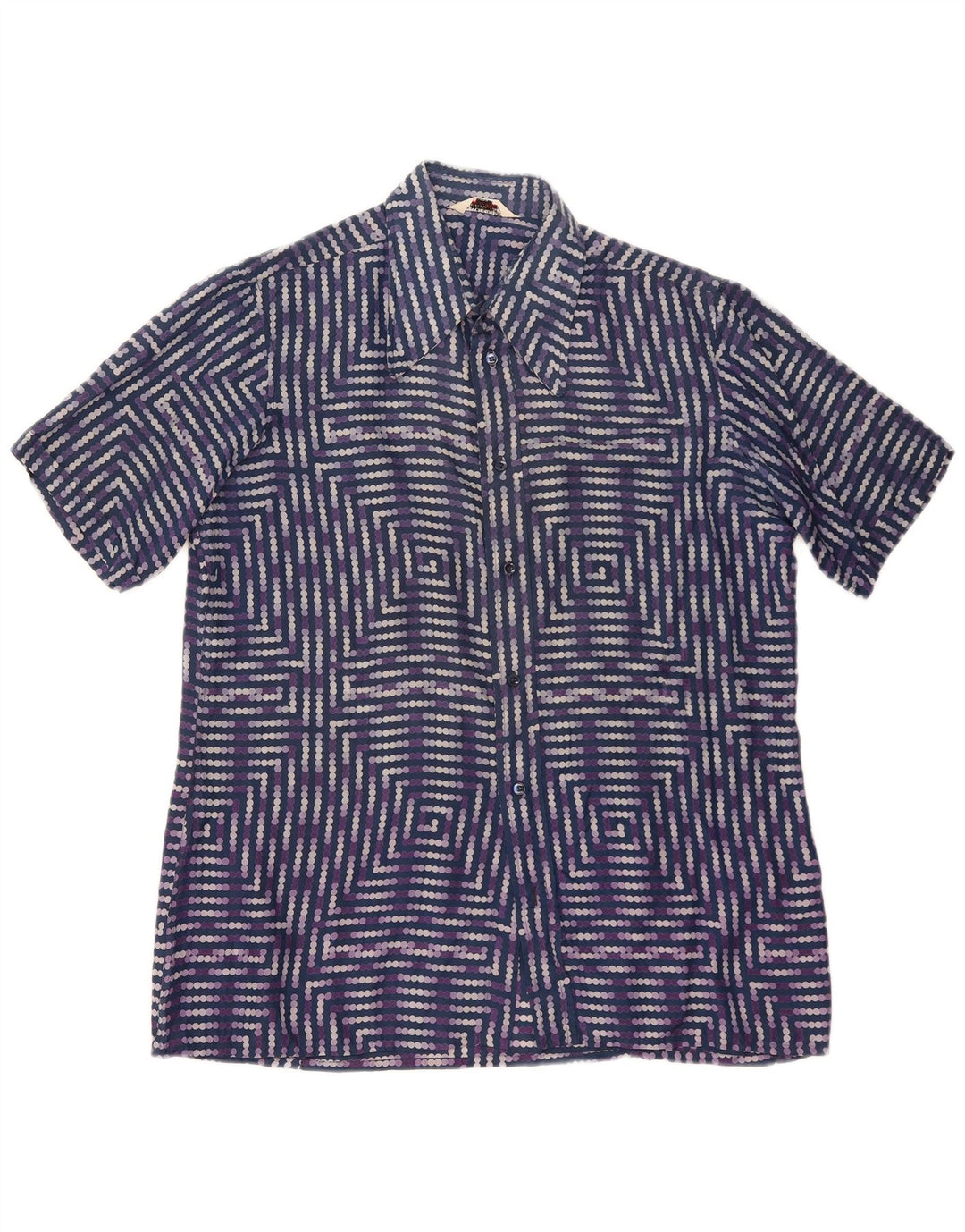 PANCALDI Chemise à Manches Courtes Homme XL Bleu Géométrique