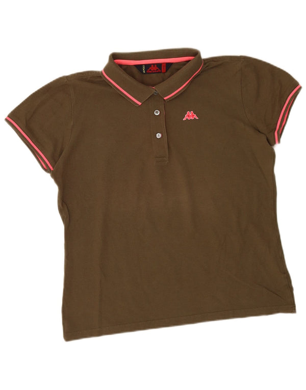 Kappa Polo Femme UK 16 Large Kaki Coton