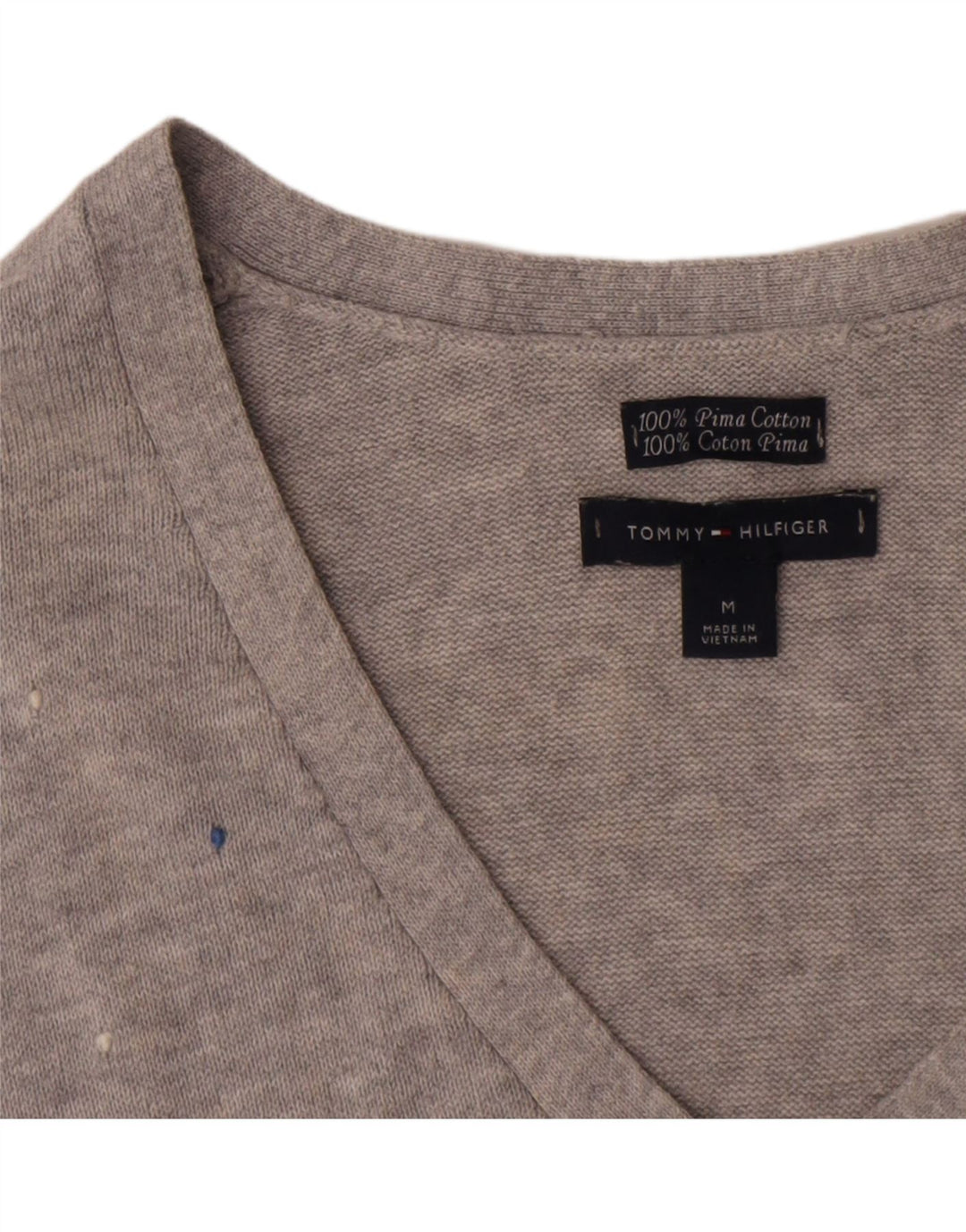 Tommy Hilfiger Haut à manches longues pour femme UK 12 Coton à pois gris moyen