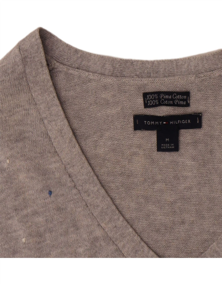 Tommy Hilfiger Haut à manches longues pour femme UK 12 Coton à pois gris moyen