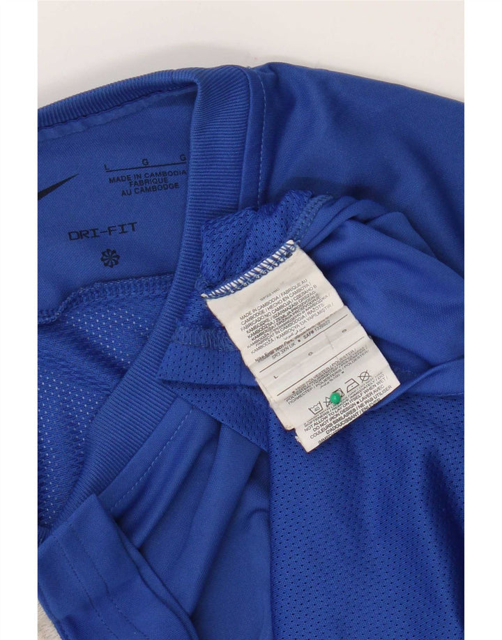 Nike Hommes Dri Fit T-Shirt Haut Large Bleu Colorblock Polyester