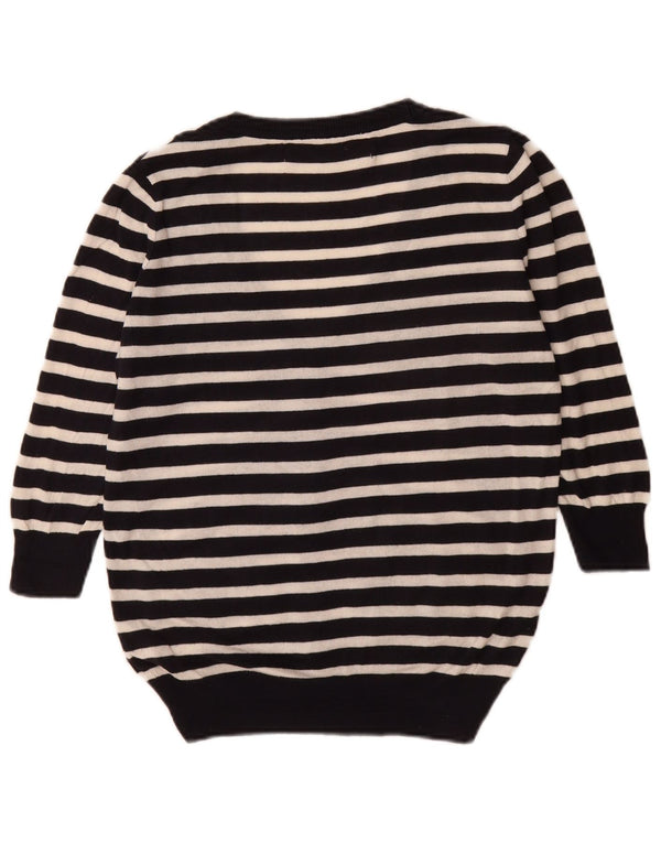 Zara Cardigan surdimensionné à manches 3/4 pour femme UK 10 Petit rayé noir
