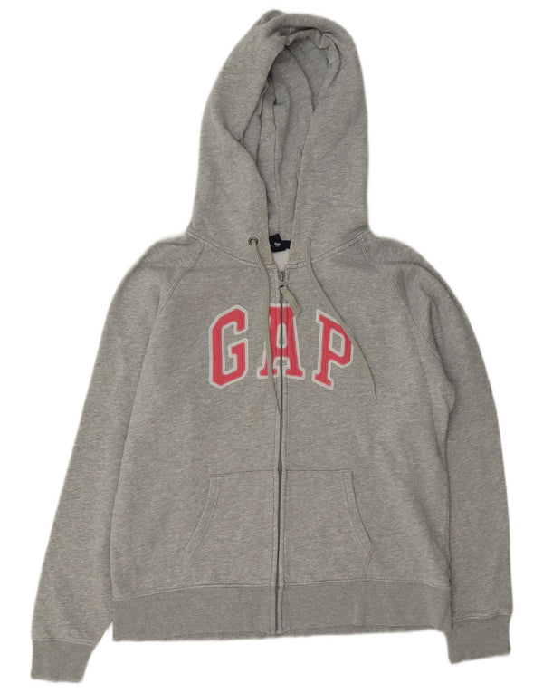 Gap Pull à capuche zippé graphique pour femme UK 18 XL Coton moucheté gris
