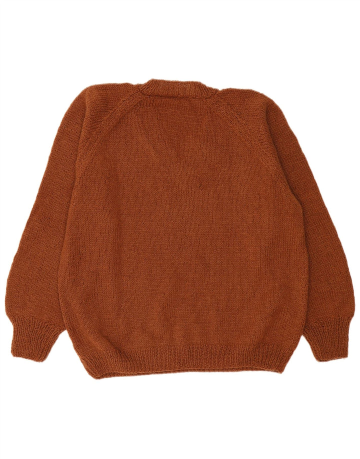 vintage Femme V-Col Jumper Pull UK 18 XL Marron