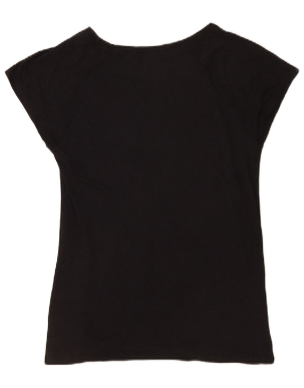 Zara Womens Graphic T-Shirt Top UK 12 Coton Noir Moyen