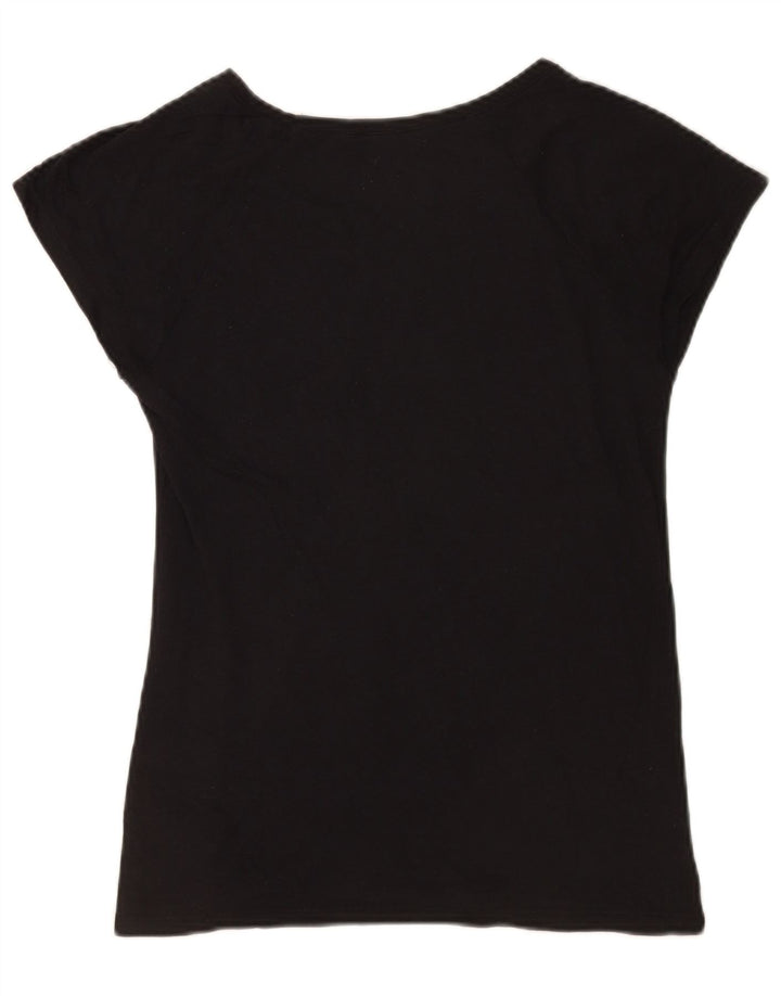 Zara Womens Graphic T-Shirt Top UK 12 Coton Noir Moyen