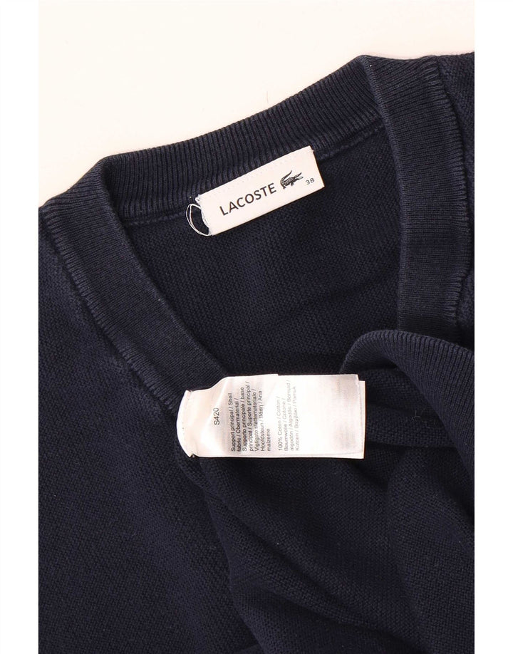 Lacoste Womens Crop V-neck Jumper Pull Taille 38 Moyen Bleu Marine Coton