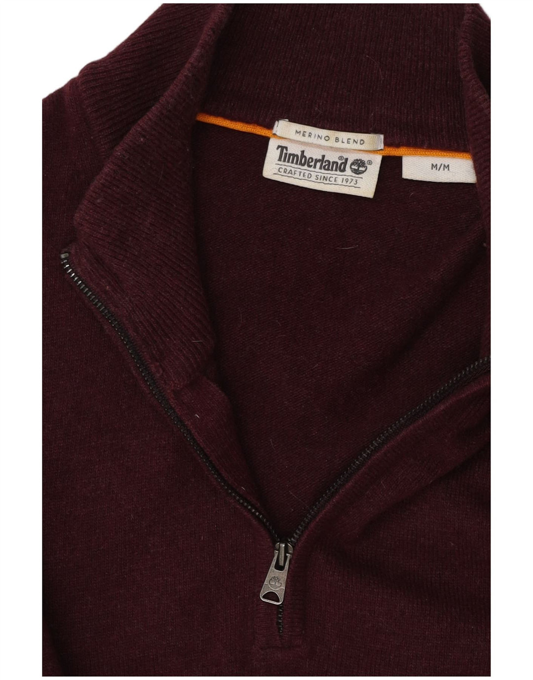 TIMBERLAND Pull col zippé homme laine mérinos bordeaux moyen