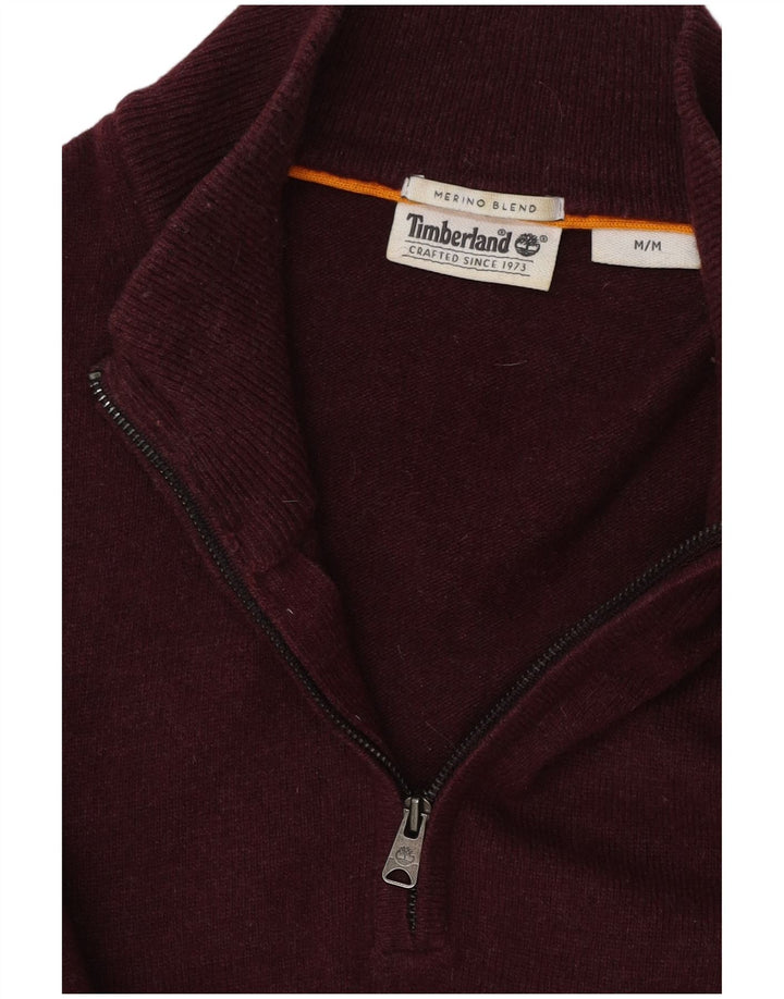 TIMBERLAND Pull col zippé homme laine mérinos bordeaux moyen