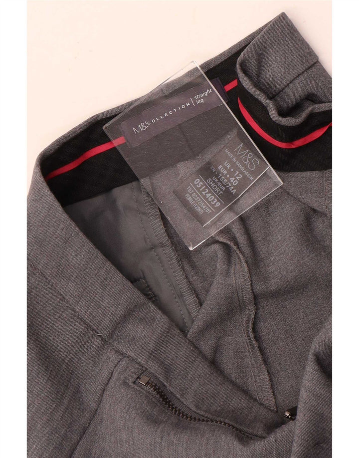 Marks & Spencer Pantalon de costume droit pour femme UK 12 Medium W30 L28 Gris
