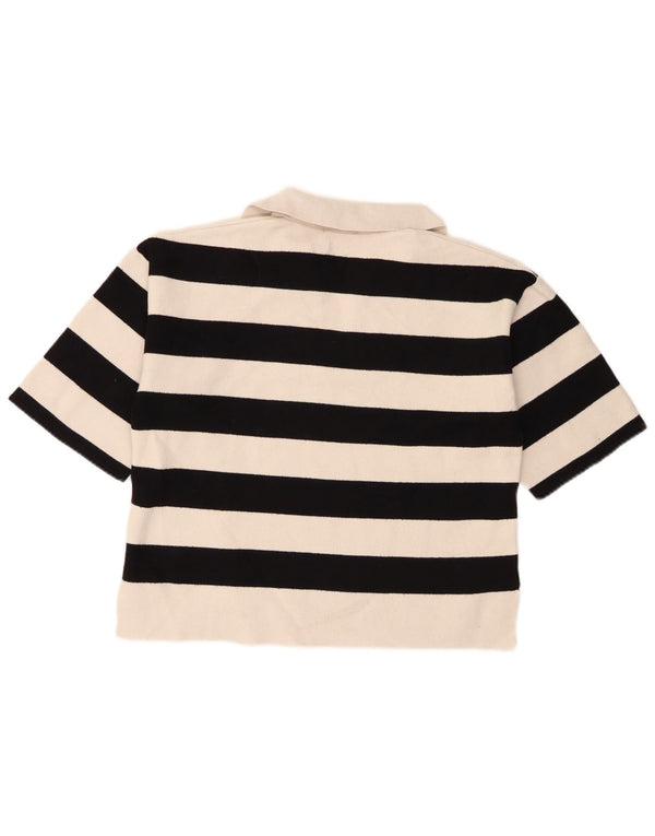 Massimo Dutti Polo surdimensionné pour femme UK 10 Petit blanc rayé