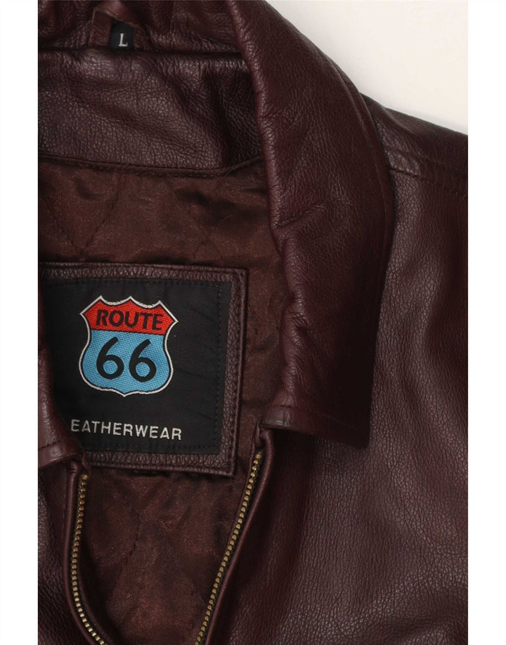 Route 66 Veste en cuir pour homme UK 40 Large Bordeaux