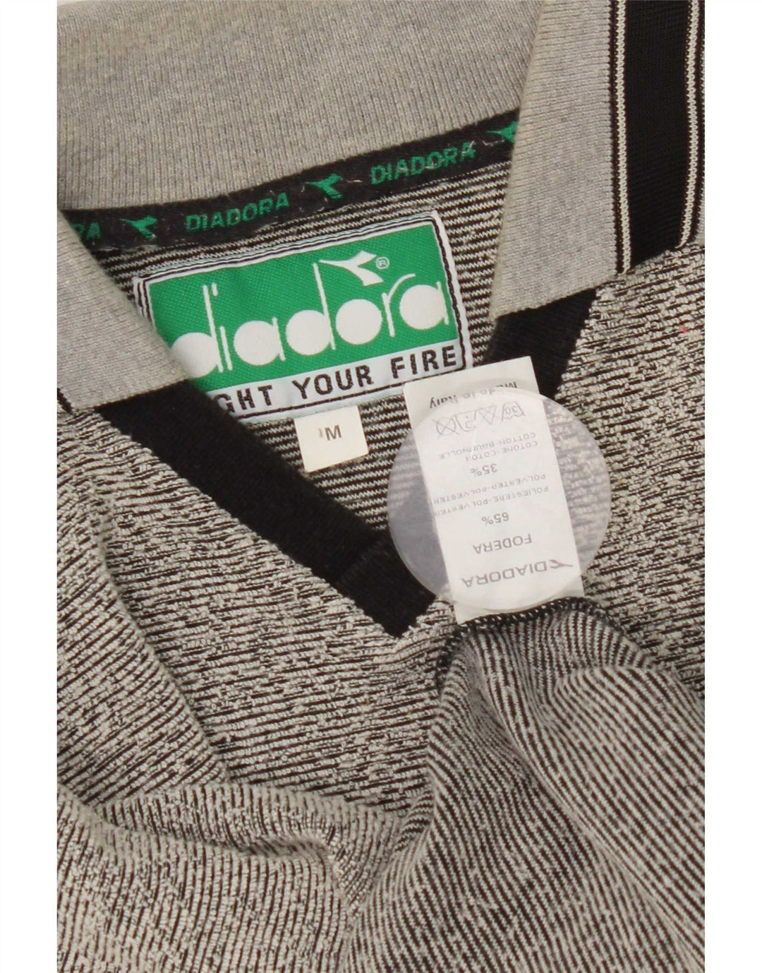 Diadora Polo Homme Gris Moyen Rayé Polyester