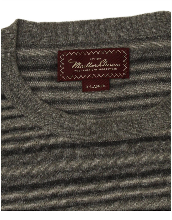 Marlboro Classics Pull à col rond pour homme XL Gris rayé