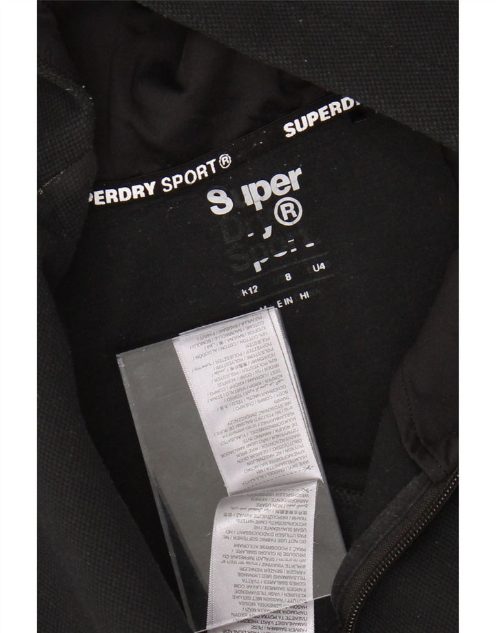 SUPERDRY Pull à capuche zippé graphique pour femme UK 12 Noir moyen Polyester