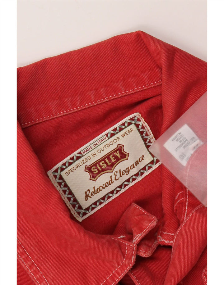 Sisley Veste en Jean Homme UK 38 Coton Rouge Moyen