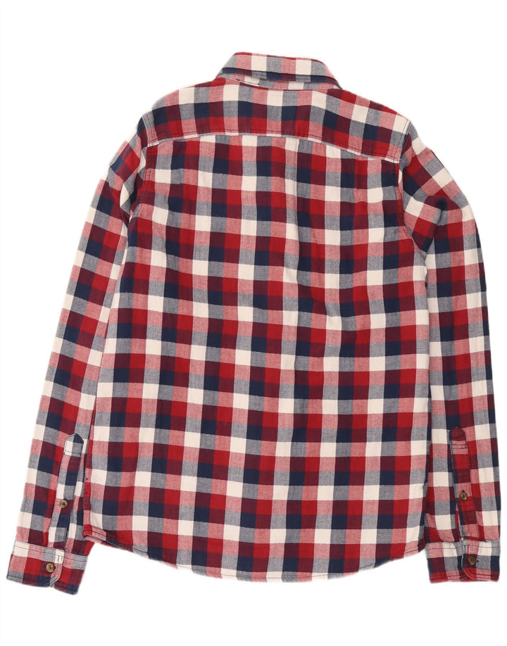 ABERCROMBIE & FITCH Chemise en flanelle musculaire pour hommes 2XL Coton à carreaux rouge