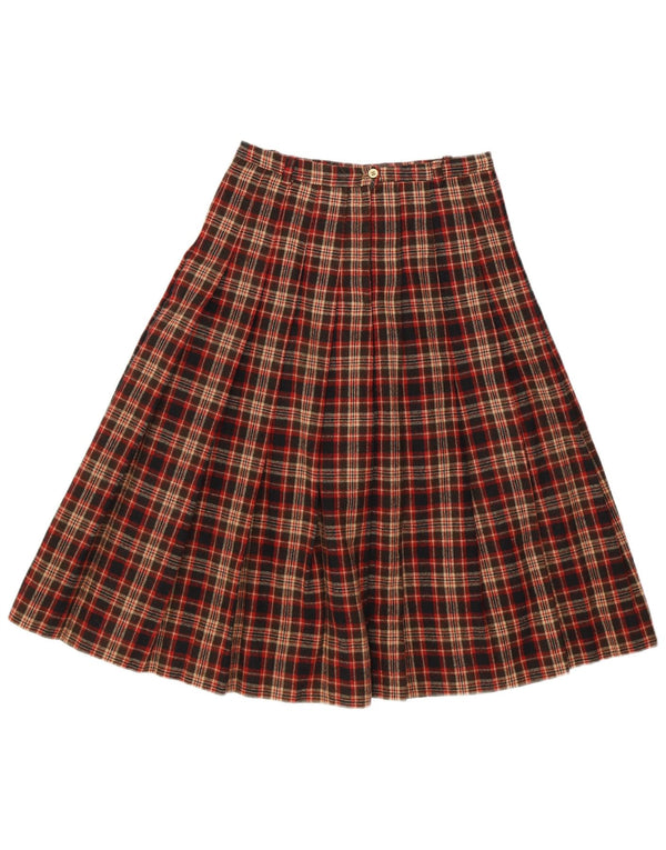 Vintage Womens Knife Pleated Skirt W24 XS Red Plaid Classic