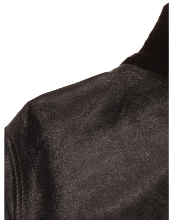 veste en cuir bomber femme vintage IT 50 grand cuir noir