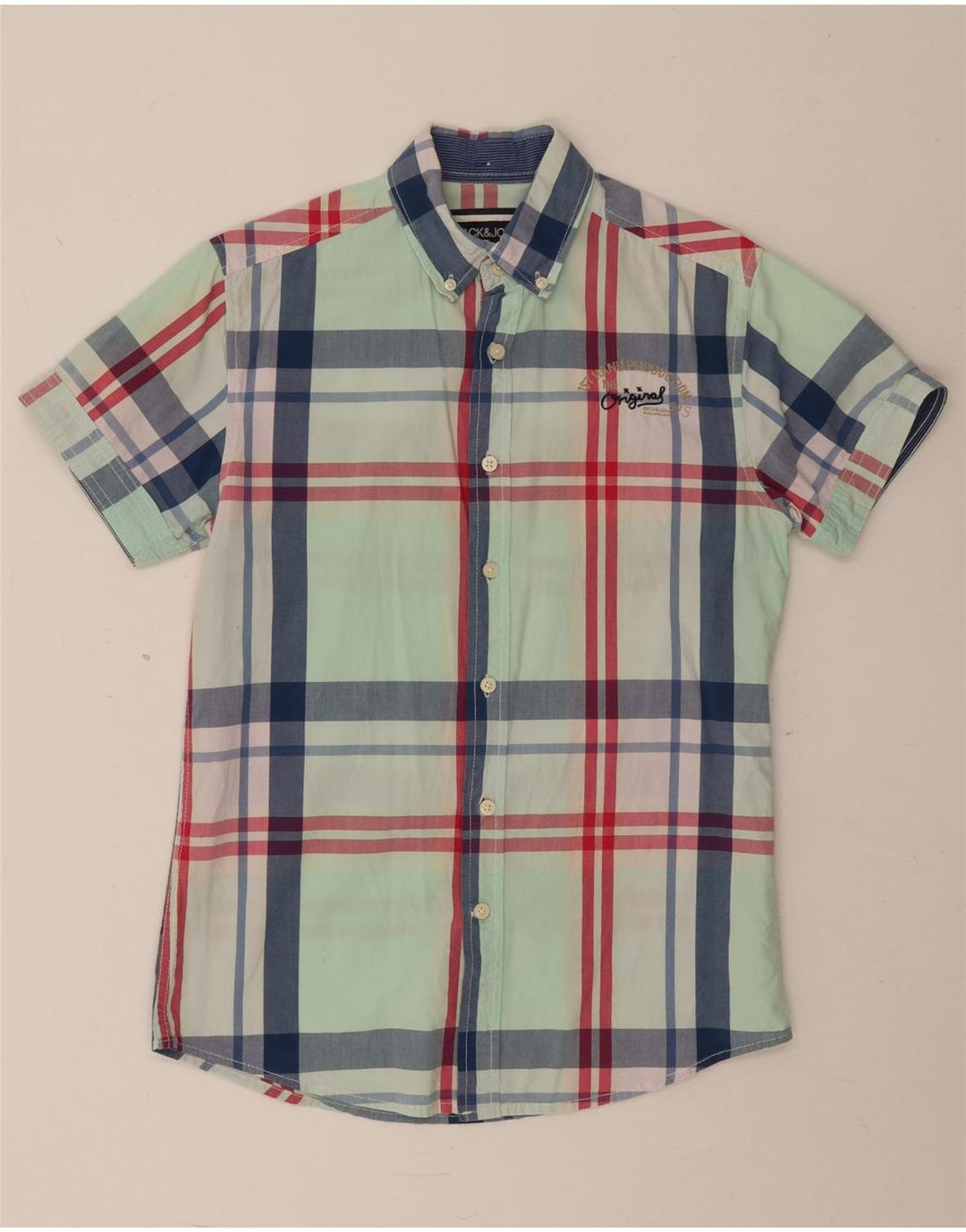 Jack & Jones Chemise à Manches Courtes Homme Petit Carreau Vert