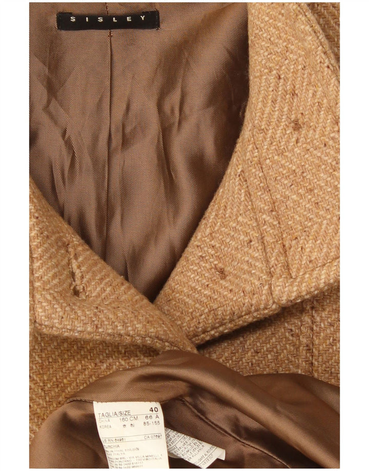 Sisley Pardessus IT 40 Small Beige Chevrons Polyester Femme