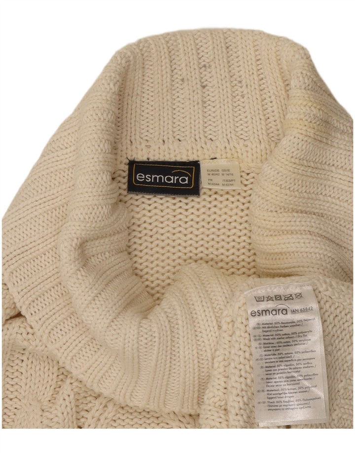 ESMARA Pull col roulé pour femme UK 14 en coton blanc cassé moyen
