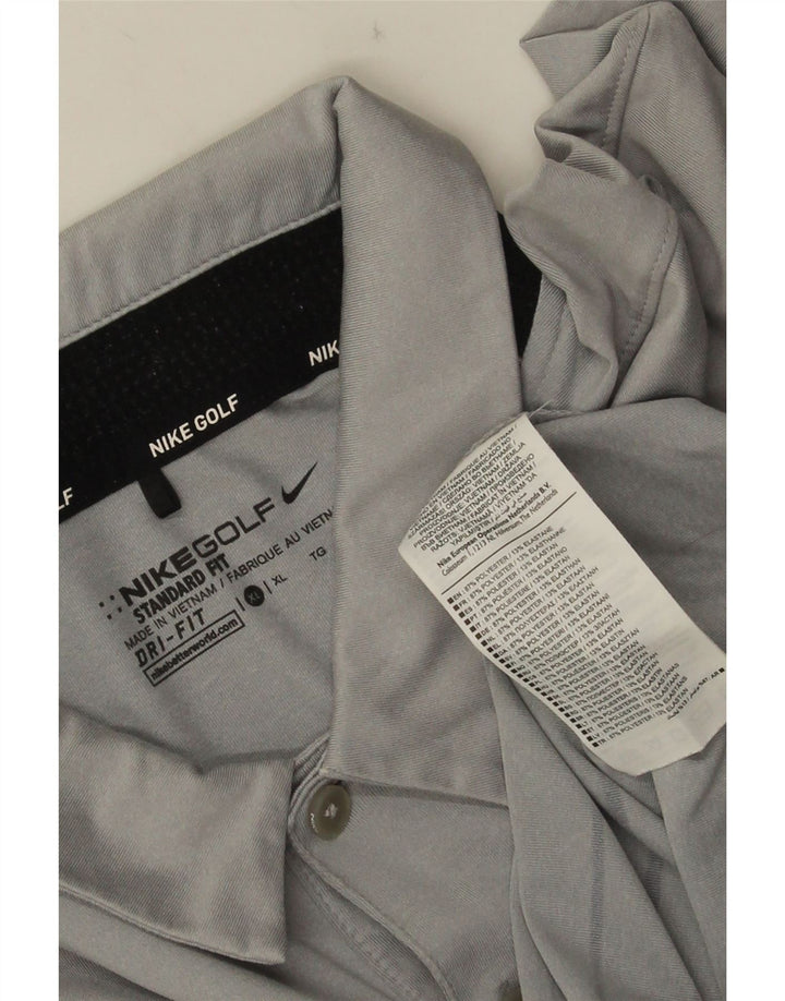 Nike Polo Dri Fit XL Gris Rayé Polyester Homme