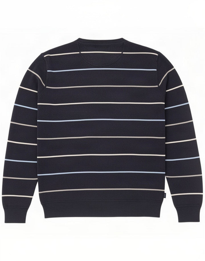 Gant Pull col rond pour homme rayé bleu marine moyen