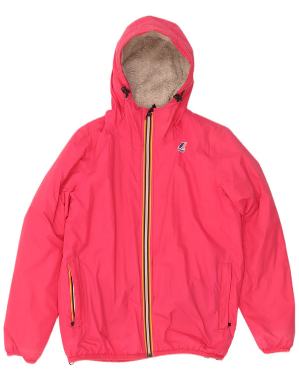 K-Way Veste coupe-vent surdimensionnée à capuche Sherpa pour femme UK 10 Small Rose