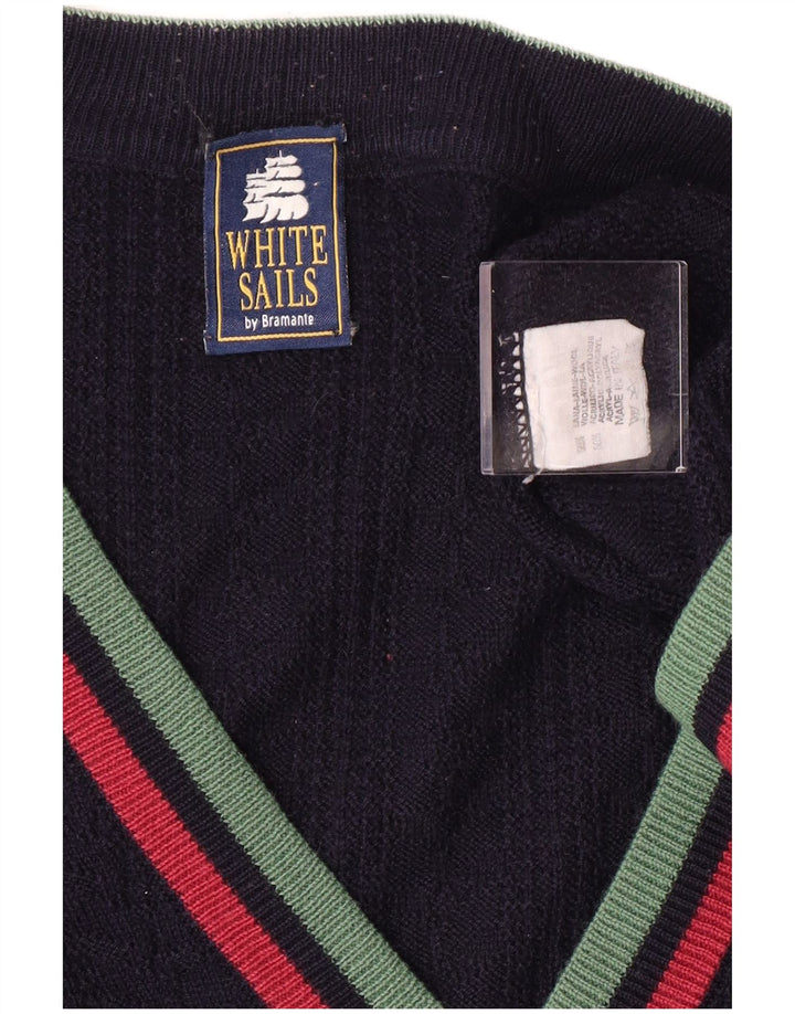White Stuff Cardigan Pull Classique en Laine à Rayures Bleu Marine Moyen Homme