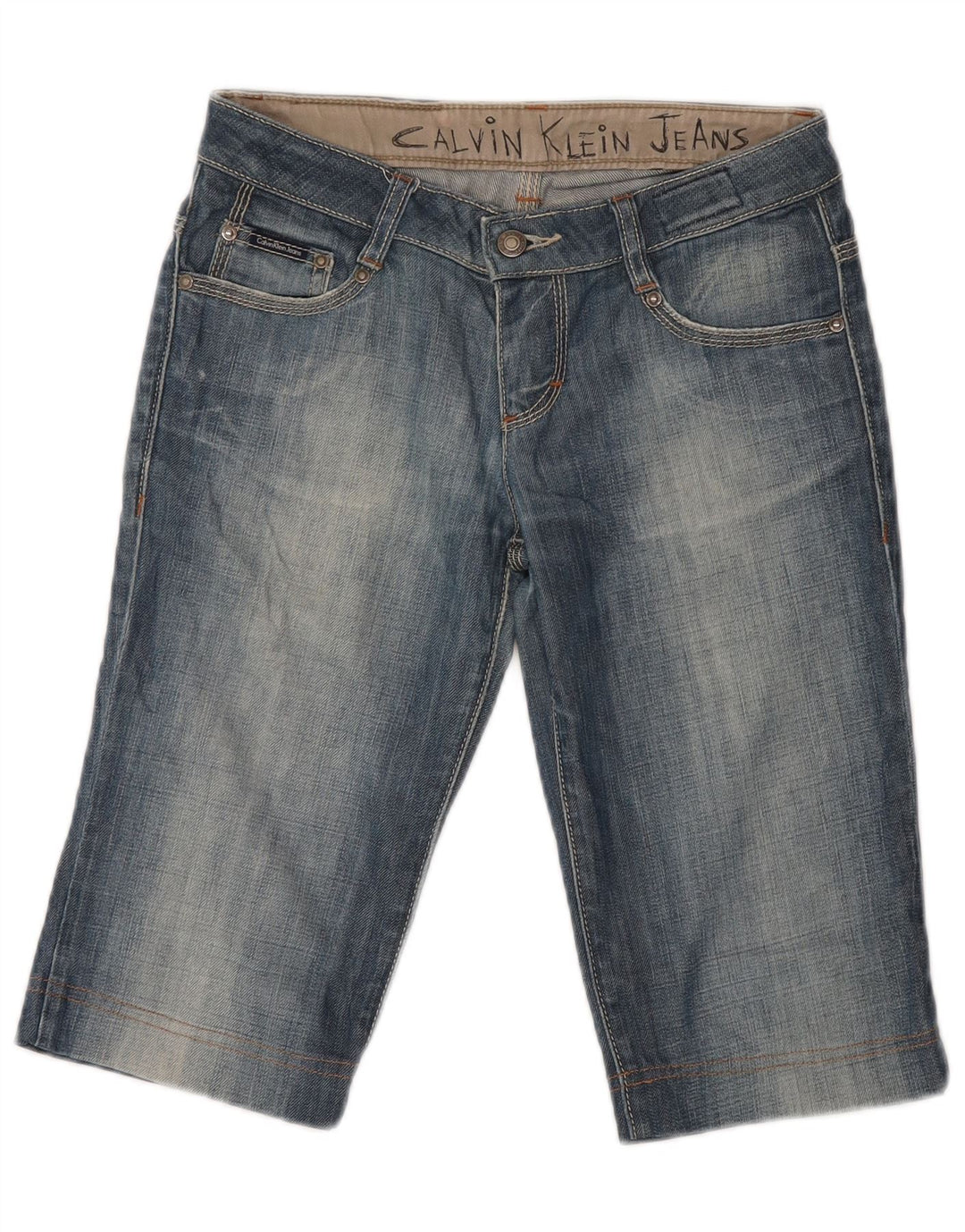 Calvin Klein Femme Bermuda Denim Short W26 Petit Bleu Coton