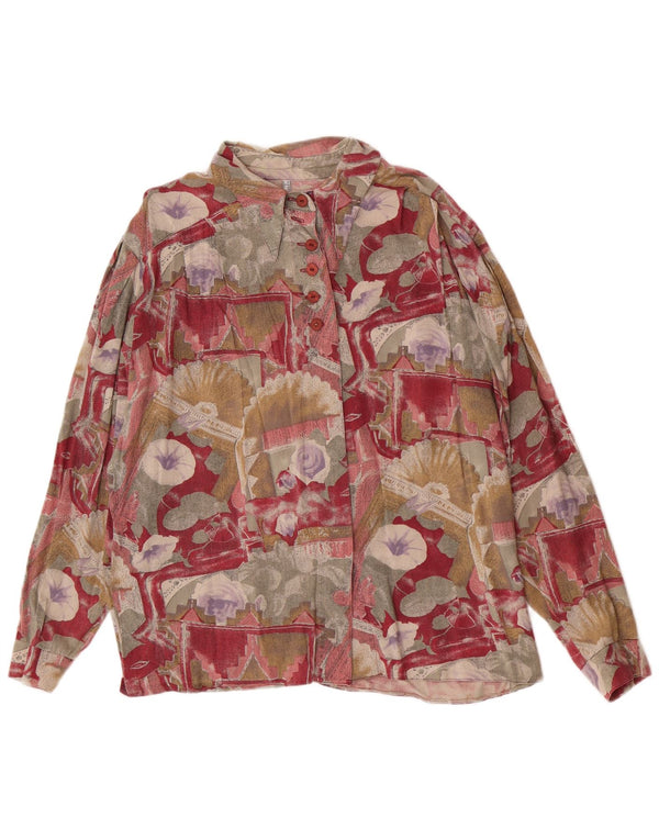 vintage Femme Chemise Blouse UK 18 XL Multicolore Floral